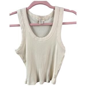Billabong Essentials cream white ribbed wife beater tank top cropped XS NWOT